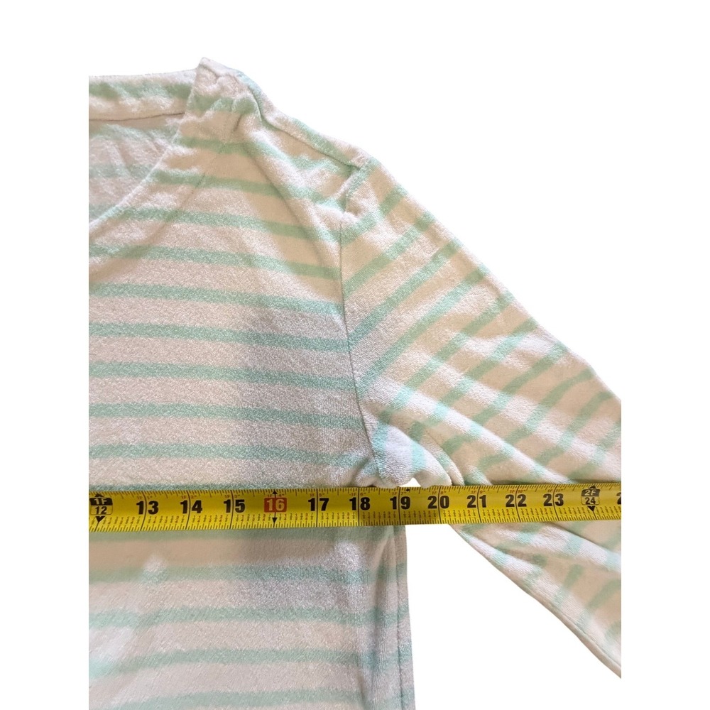 Vineyard Vines Terry Cloth Striped Top Mint Green White Tassel Hem Pullover M - Picture 5 of 9